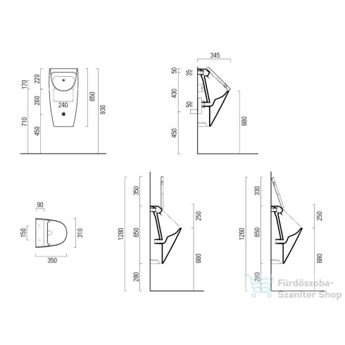 Sapho GSI COMMUNITY piszoár fedél, matt hamuszürke (MSORS17)