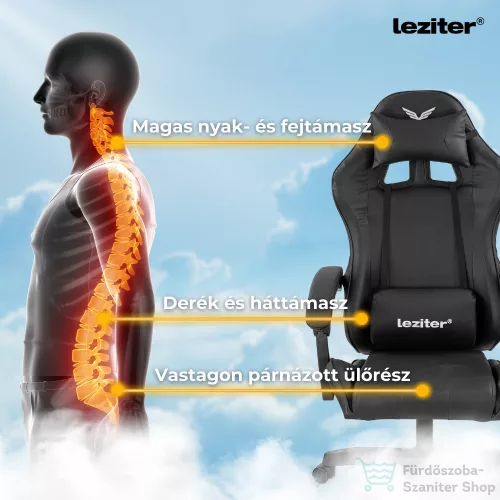 Leziter Raven gamer irodai forgószék fekete MT-1206