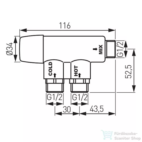 Ferro Termosztatikus keverőszelep 1/2, érintésmentes csaptelepekhez, szelepekhez MT15B