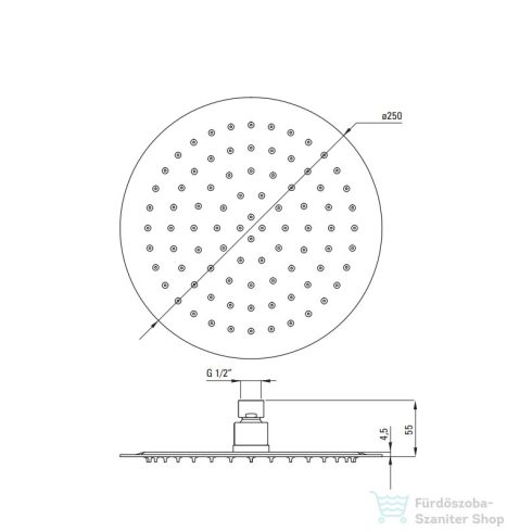 Deante FLOKS kerek fejzuhany 250 mm, króm NAC_000K