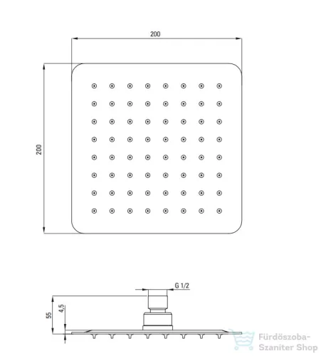 Deante FLOKS szögletes fejzuhany 200x200 mm, króm NAC_005K