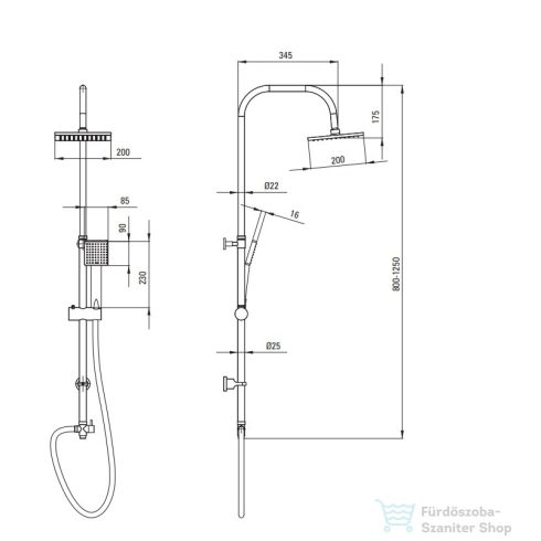 Deante FLOKS esőztető zuhanyoszlop, 1 funkciós,  króm NAC_01FK