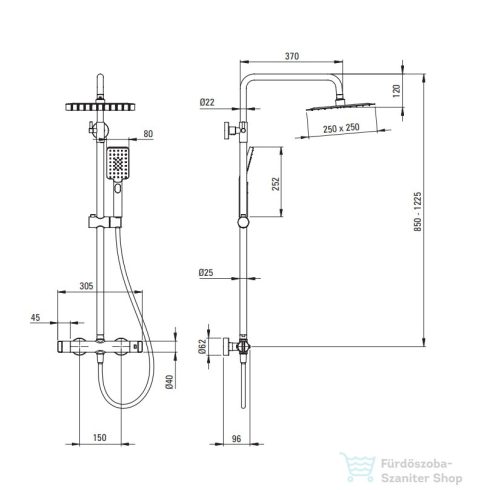 Deante THERM esőztető zuhanyoszlop, termosztatikus zuhany csapteleppel, fehér NAC_A4HT