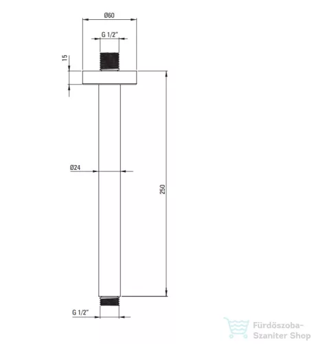 Deante CASCADA mennyezeti zuhany kifolyócső 250 mm, titanium NAC_D42K