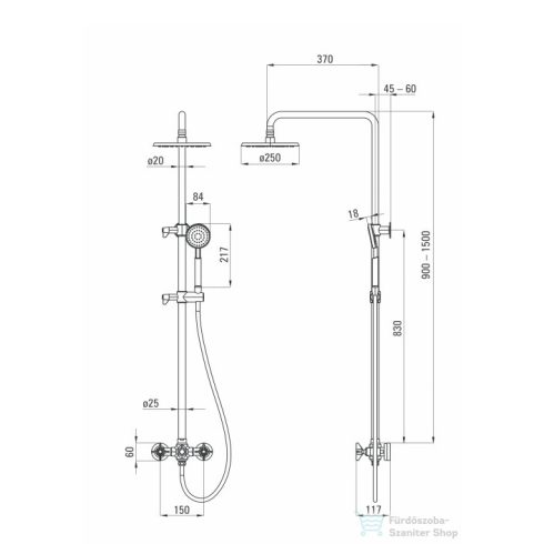 Deante Temisto zuhanyrendszer bronz, NAC M4QT