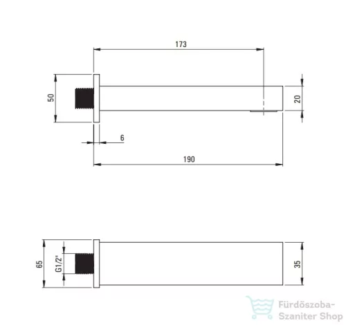Deante CASCADA kádkifolyó 190 mm szögletes, fekete NAC_N82K