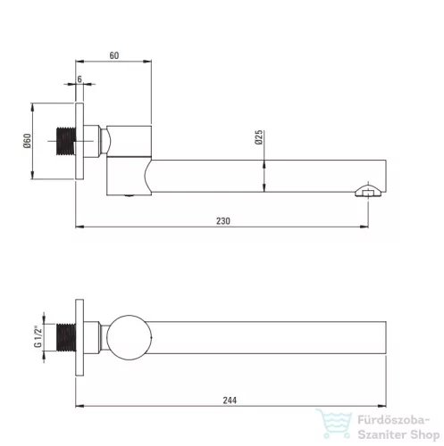 Deante CASCADA ívelt kádkifolyó 215 mm, mozgatható, fekete NAC_N87K