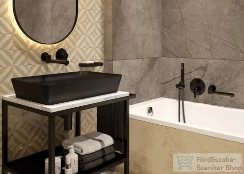 Deante CASCADA ívelt kádkifolyó 215 mm, mozgatható, fekete NAC_N87K