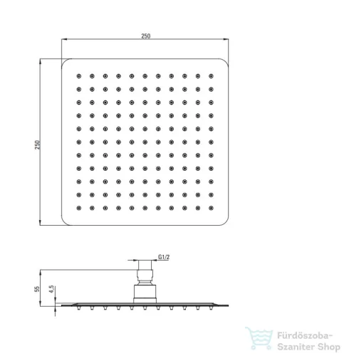 Deante CASCADA szögletes fejzuhany 250x250 mm, arany NAC_Z02K