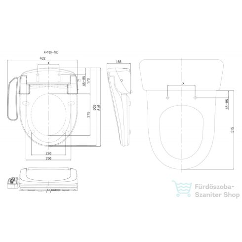 AQUALINE BLOOMING EKO elektronikus bidé vízmelegítéssel, D-forma, soft close, 230V/50-60Hz NB-1120D