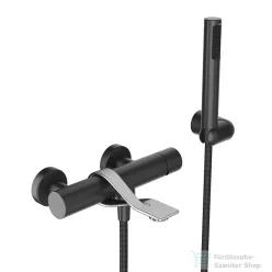   Webert One-B kádcsaptelep zuhanyszettel inox/fekete színben NB850101.441