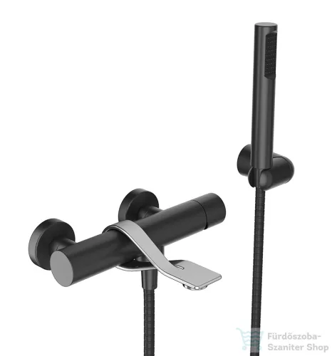Webert One-B kádcsaptelep zuhanyszettel inox/fekete színben NB850101.441