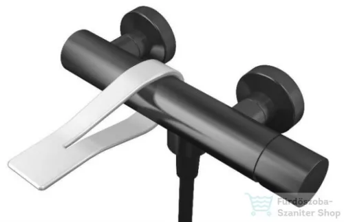 Webert One-B kádcsaptelep zuhanyszettel inox/fekete színben NB850101.441