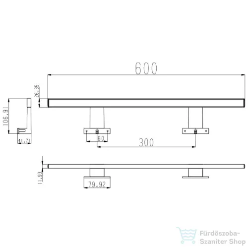 Leziter Luxx led lámpa 600mm fekete NC-LE80-Black