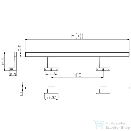 Leziter Luxx led lámpa 600mm NC-LE80