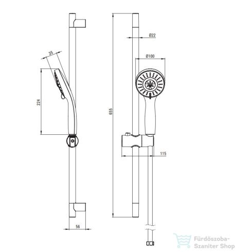 Deante FLOKS  rudas zuhanyszett, 3-funkciós, króm NGF_051K
