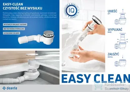 Deante Easy-clean felülről tisztítható zuhanytálca szifon, 90mm, króm NHC_029C