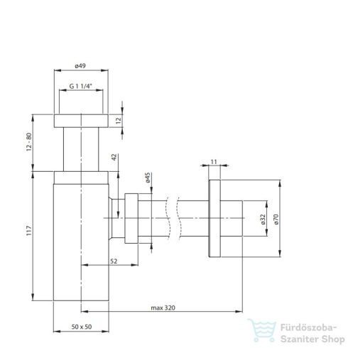 Deante dizájn mosdó szifon, szögletes, króm NHC_032K