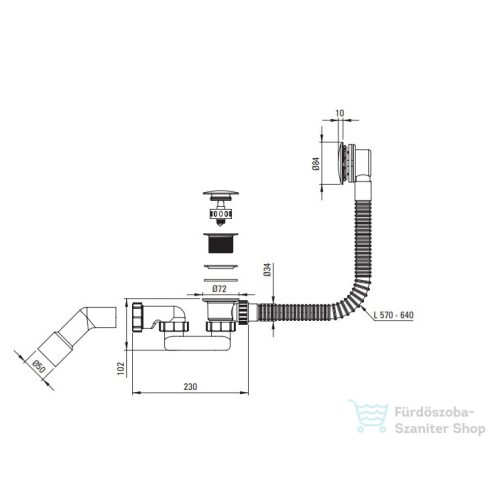 Deante PRIZMA kádszifon, klikk-klakk, króm NHC_057B