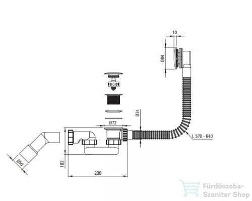 Deante PRIZMA kádszifon, klikk-klakk, króm NHC_057B