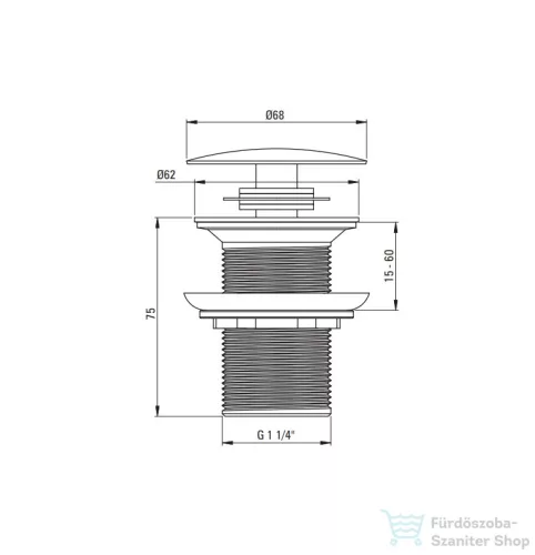 Deante click-clack mosdó leeresztő, túlfolyó nélkül, matt fekete NHC B10A