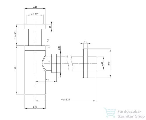 Deante kerek mosdószifon, Titanium NHC_D31K