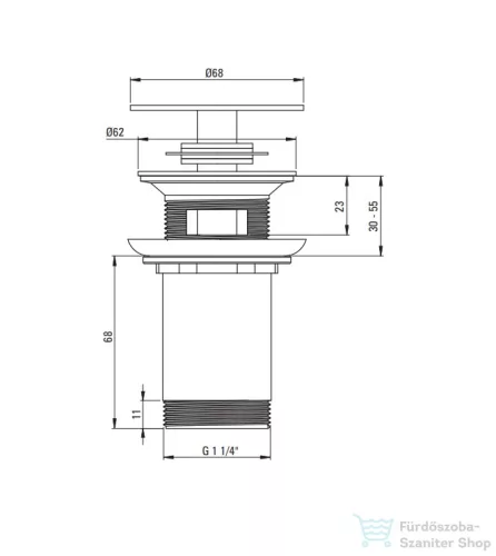 Deante click-clack mosdó leeresztő univerzális, szálcsiszolt acél NHC_F10U