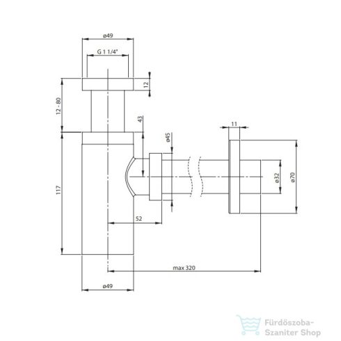 Deante dizájn mosdó szifon, sárgaréz NHC_M31K