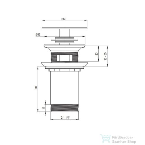Deante click-clack mosdó leeresztő univerzális, nero NHC_N10U