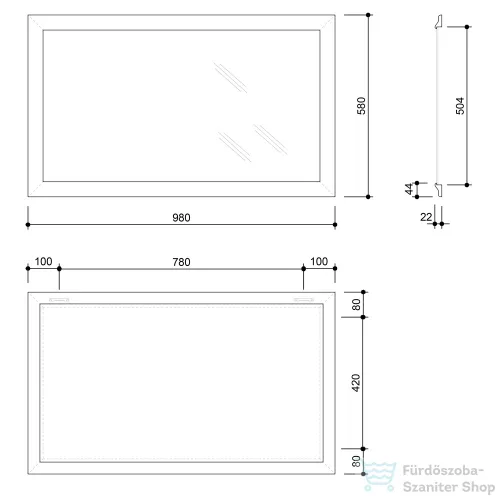 Sapho ROMINA tükör fa kerettel, 580x980mm, antik bronz (NL398)