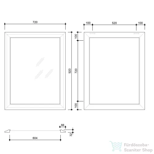 Sapho AMBIENTE tükör fa kerettel, 720x920mm, antik bronz (NL700)