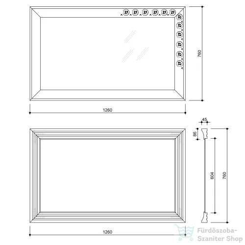 Sapho MANTILA tükör fa kerettel, 760x1260mm, antik (NL740)