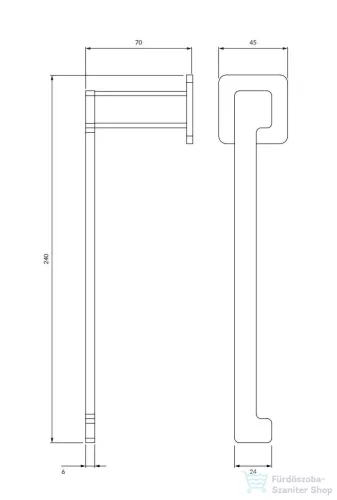 Omnires NELSON 24 cm-es törölközőtartó, króm NL80230CR