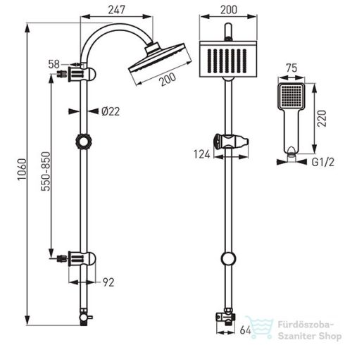 Ferro Squerto zuhanyszett fej- és kézizuhannyal NP22