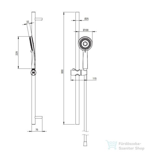 Deante ARNIKA rudas zuhanyszett, 3-funkciós, króm NQA_051K