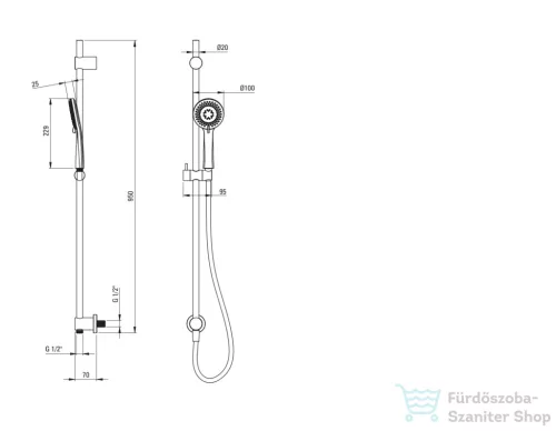 Deante ARNIKA 95 cm-es rudas zuhanyszett, 3-funkciós, króm NQA_061K