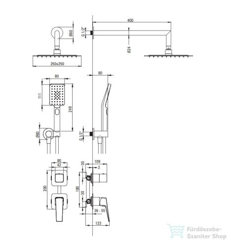 Deante BLUR zuhanyszett, falsík alatti, nero NQL_N9YK