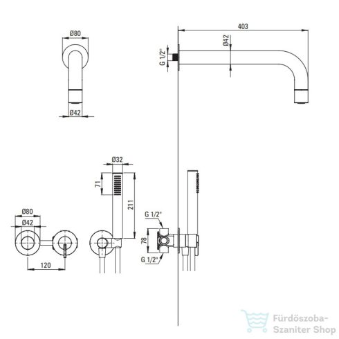 Deante SILIA zuhanyszett, falsík alatti, fehér NQS_A0XK