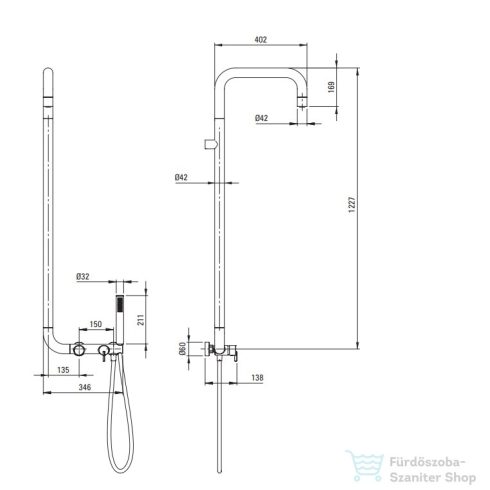 Deante SILIA esőztető zuhanyszett, csapteleppel, szálcsiszolt bronz NQS_C4XM