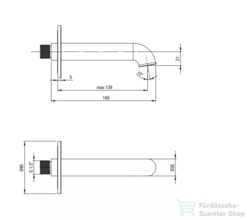 Deante Silia kifolyócső kádhoz és mosdóhoz 160 mm, titanium NQS_D80K