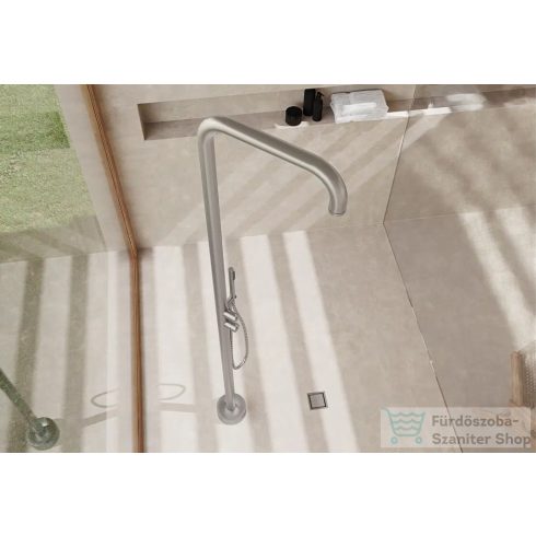 Deante SILIA szabadonálló zuhanyoszlop esőztető zuhanyfejjel, szálcsiszolt acél NQS_F0YK