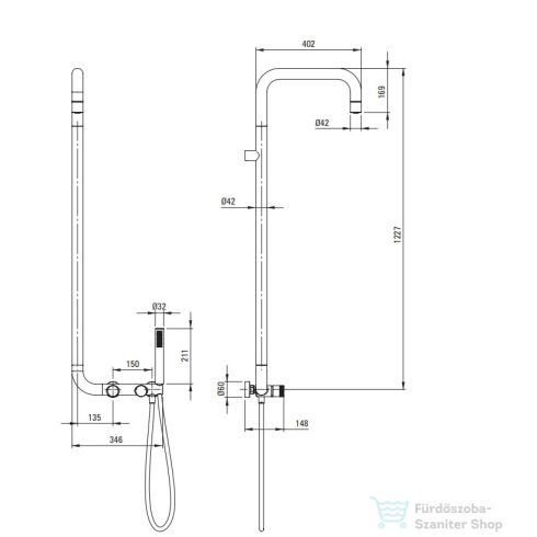 Deante SILIA zuhanyoszlop, csapteleppel, fejzuhannyal, szálcsiszolt acél NQS_F4XM