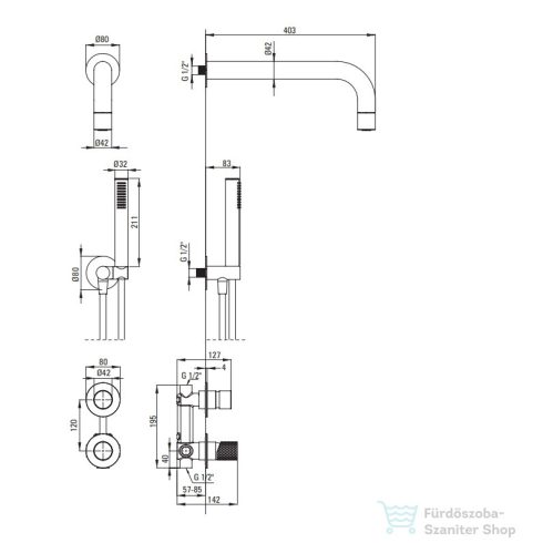 Deante SILIA falsík alatti zuhanyszett, csapteleppel, fejzuhannyal, szálcsiszolt acél NQS_F9XK