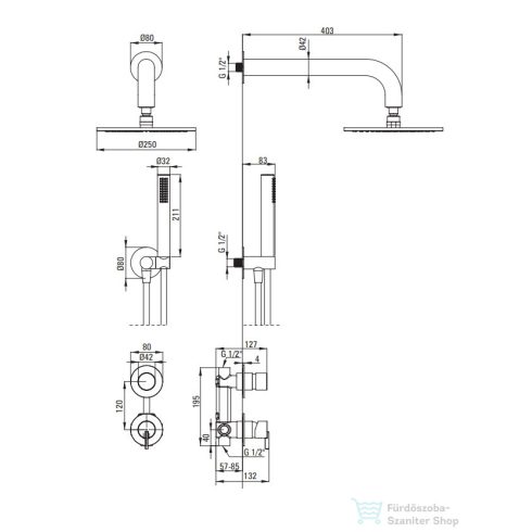 Deante SILIA  Falsík alatti zuhanyszett, esőztető zuhanyfejjel, szálcsiszolt acél NQS_F9YK