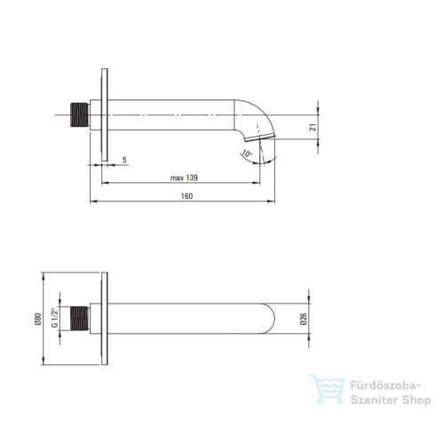 Deante Silia kifolyócső kádhoz és mosdóhoz 160 mm, szálcsiszolt arany NQS_R80K