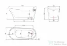 N-smart MIRA 170x74x72 cm akril szabadonálló kád