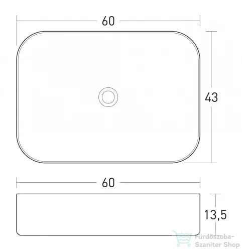 Niwell CARLA pultra építhető mosdó 60x43x13,5 cm
