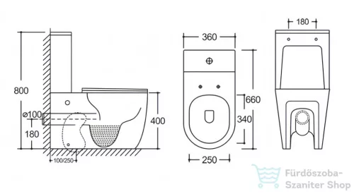 Niwell LINETT kombi WC ajándék ülőkével, hátsó kifolyású, fehér NWSZ-LIN5134