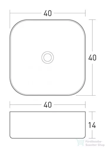 Niwell NOA 40 pultra építhető mosdó 40x40x14 cm