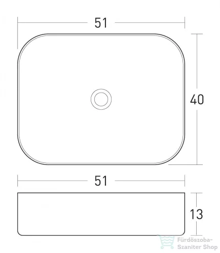 Niwell NOA 51 pultra építhető mosdó 51x40x13 cm